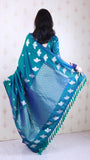 Green Soft Silk Dual Zari Woven Saree with Bird Border