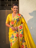 Yellow Big Border Paithani Silk Zari Woven Saree