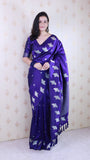 Violet Soft Silk Dual Zari Woven Saree with Bird Border