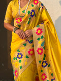 Yellow Big Border Paithani Silk Zari Woven Saree