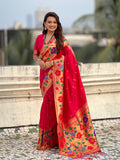 Pink Big Border Paithani Silk Zari Woven Saree