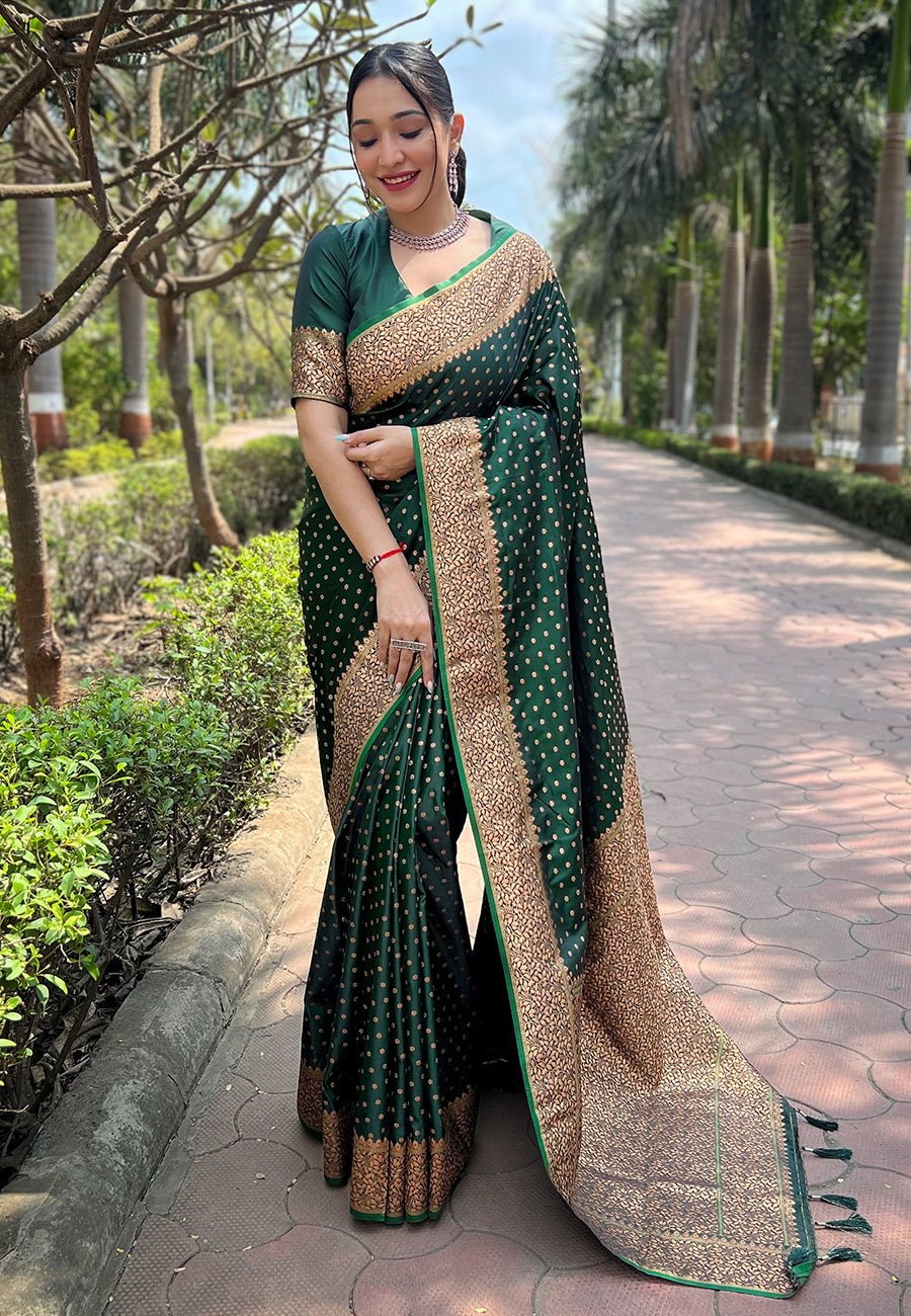 pure Banarasi Katan silk saree with zari jaal weaving