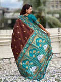 Coffee Brown Soft Silk Pichwai Traditional Zari Woven Saree