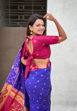 Violet Zari Woven Rajhans Swan Paithani Silk Saree