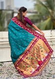 Green Zari Woven Rajhans Swan Paithani Silk Saree