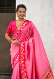 Baby Pink Zari Woven Rajhans Swan Paithani Silk Saree