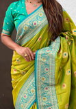 Mehendi Green Soft Silk Saree with Sunflower Butta Meenakari Zari Woven Saree