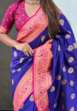 Violet Soft Silk Saree with Sunflower Butta Meenakari Zari Woven Saree