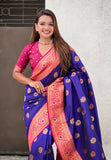 Violet Soft Silk Saree with Sunflower Butta Meenakari Zari Woven Saree