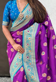 Wine Soft Silk Saree with Sunflower Butta Meenakari Zari Woven Saree
