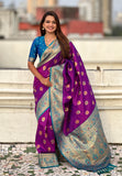Wine Soft Silk Saree with Sunflower Butta Meenakari Zari Woven Saree