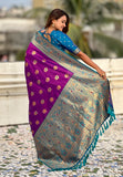 Wine Soft Silk Saree with Sunflower Butta Meenakari Zari Woven Saree
