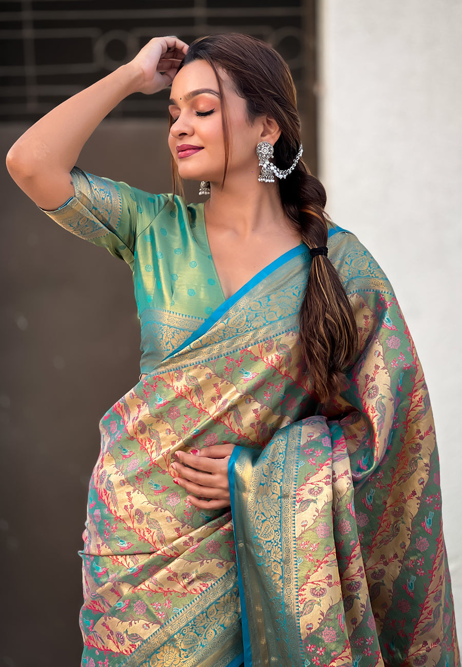 Rama Original Dharmavaram Leheriya Silk Zari Woven Saree
