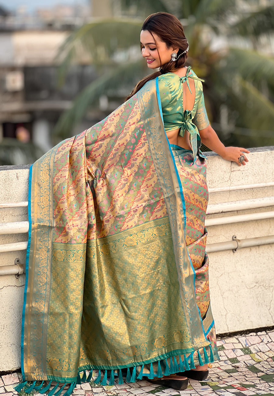 Rama Original Dharmavaram Leheriya Silk Zari Woven Saree