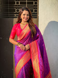 Purple Soft Silk Paithani Zari Woven Saree
