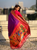 Purple Soft Silk Paithani Zari Woven Saree