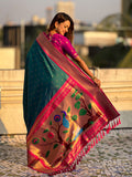 Green Soft Silk Paithani Zari Woven Saree