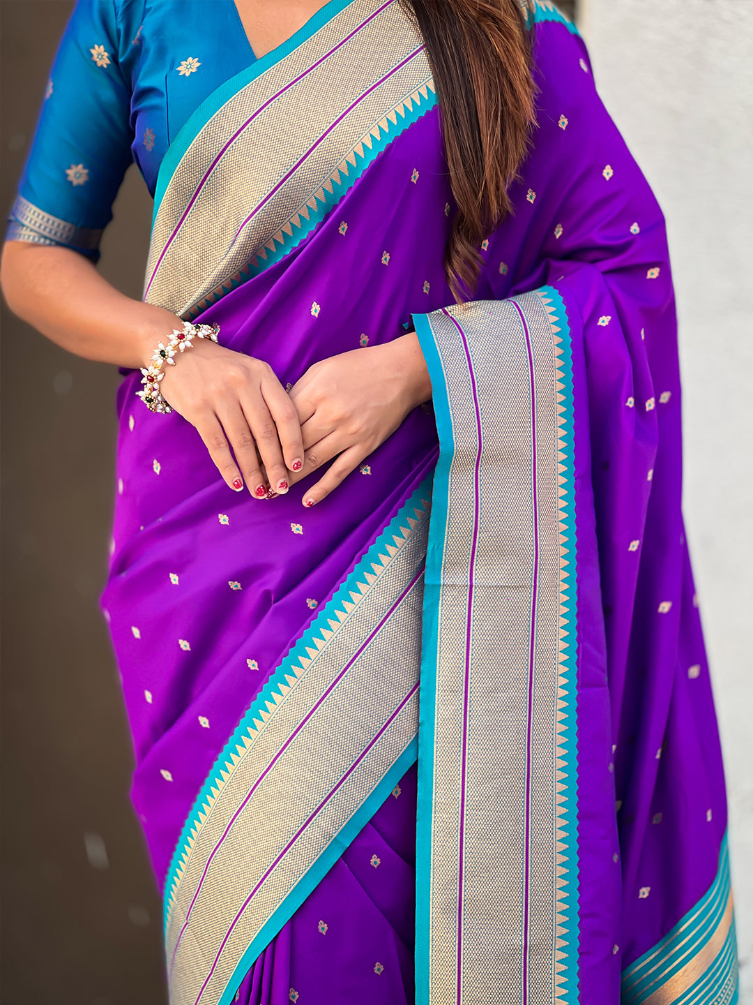 Purple Soft Silk Paithani Zari Woven Saree
