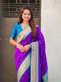 Purple Soft Silk Paithani Zari Woven Saree