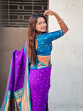 Purple Soft Silk Paithani Zari Woven Saree