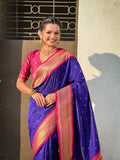 Violet Soft Silk Paithani Zari Woven Saree