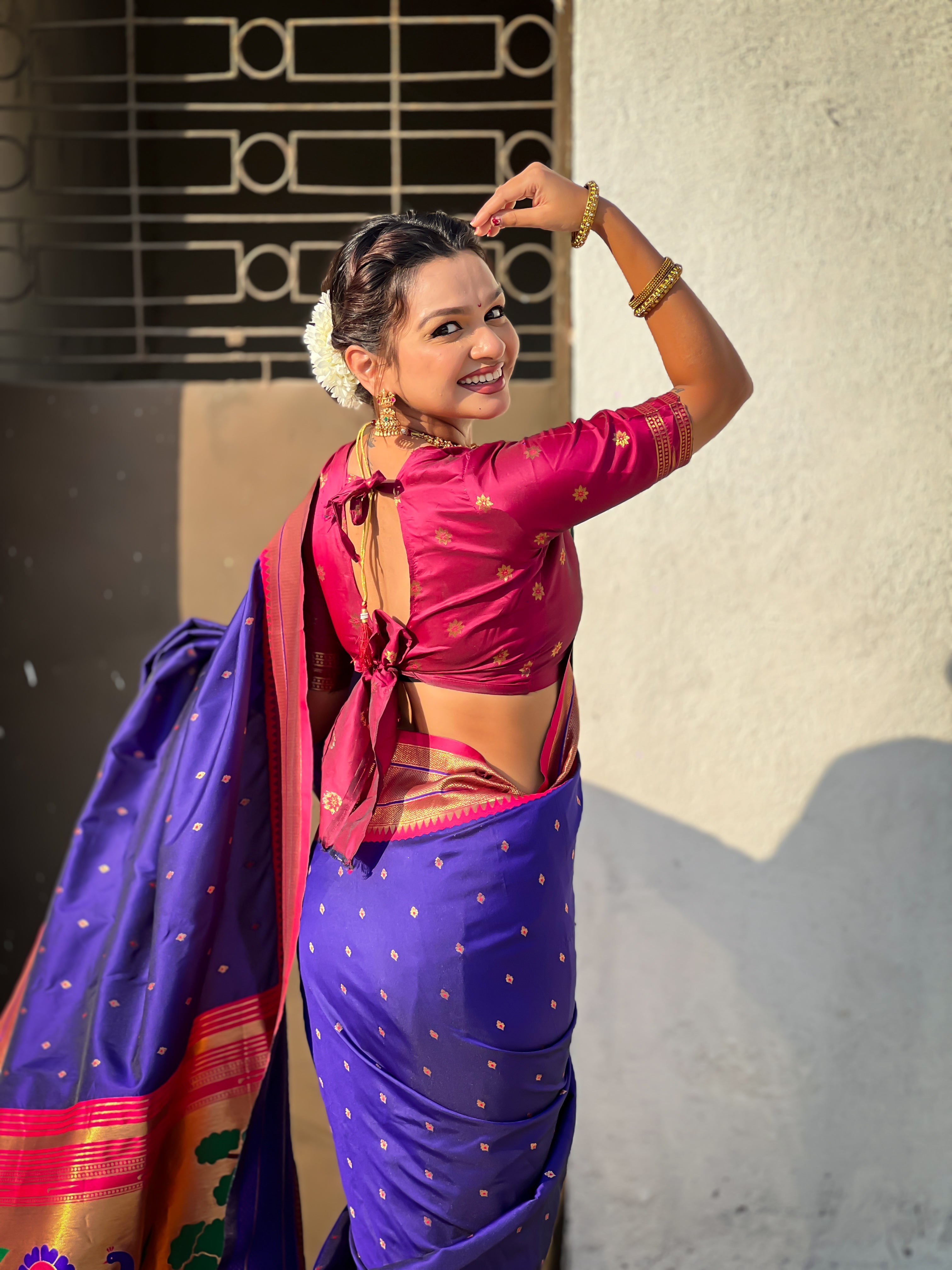 Violet Soft Silk Paithani Zari Woven Saree