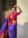 Violet Soft Silk Paithani Zari Woven Saree
