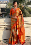 Red Original Dharmavaram Leheriya Silk Zari Woven Saree