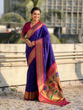 Violet Soft Silk Paithani Zari Woven Saree