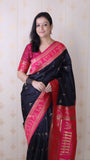 Black Soft Silk Zari Woven Warli Art Traditional Saree