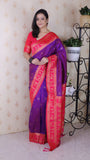 Purple Soft Silk Zari Woven Warli Art Traditional Saree