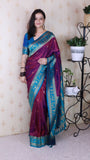 Purple Soft Silk Zari Woven Warli Art Traditional Saree