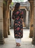 Grey Pure Cotton Jaipuri Floral Printed Kurti