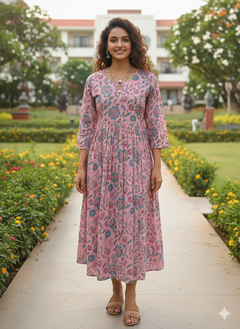 Pink Petal Jaipuri Printed Western Dress