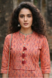 Orange Pure Cambric Cotton Jaipuri Printed Kurti