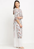White And Red Pure Cambric Cotton Jaipuri Printed Kurti