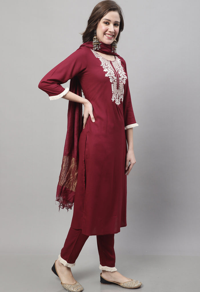 Pure Cotton Dori Work Kurta Set With Dupatta