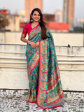 Rama Blue Pure Viscose Silk Position Printed Darbari Saree