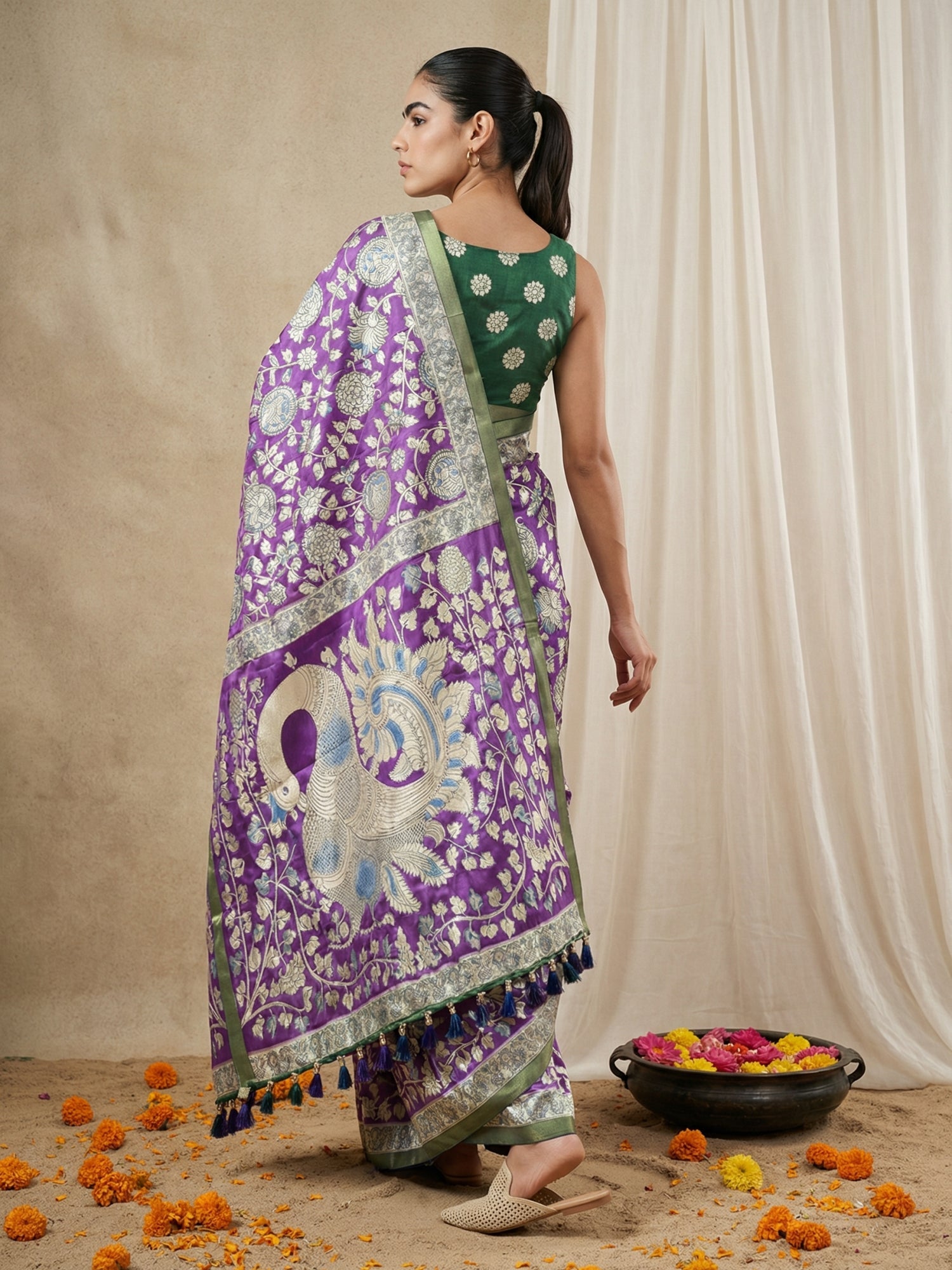heritage-inspired tussar silk saree with rich traditional detailing