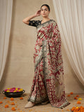 festive kalamkari saree with rich woven border and elegant drape
