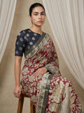 ethnic tussar silk saree with artistic traditional detailing