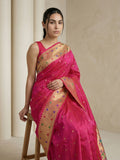 Pink Soft Silk Paithani Meenakari Saree Tilak Zari Woven Motifs Temple Border Saree With Brocade Blouse