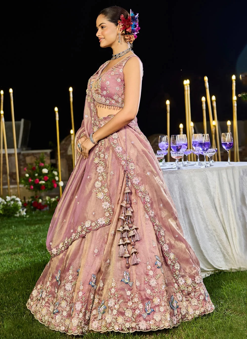 Stylish lavender party wear lehenga choli with sequin work