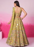 Affordable Mustard Wedding Lehenga with Moti Work