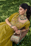 Mustard Green Tissue Lehenga Set – Festive Edit - Gunj Fashion