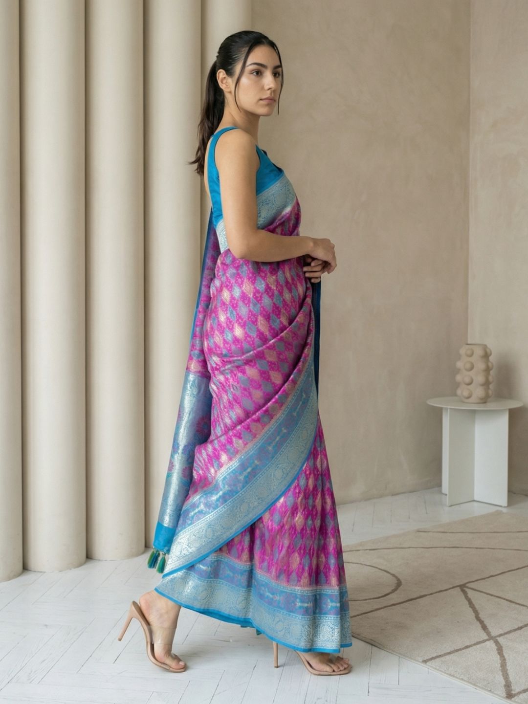 designer wine ethnic saree perfect for weddings and celebrations
