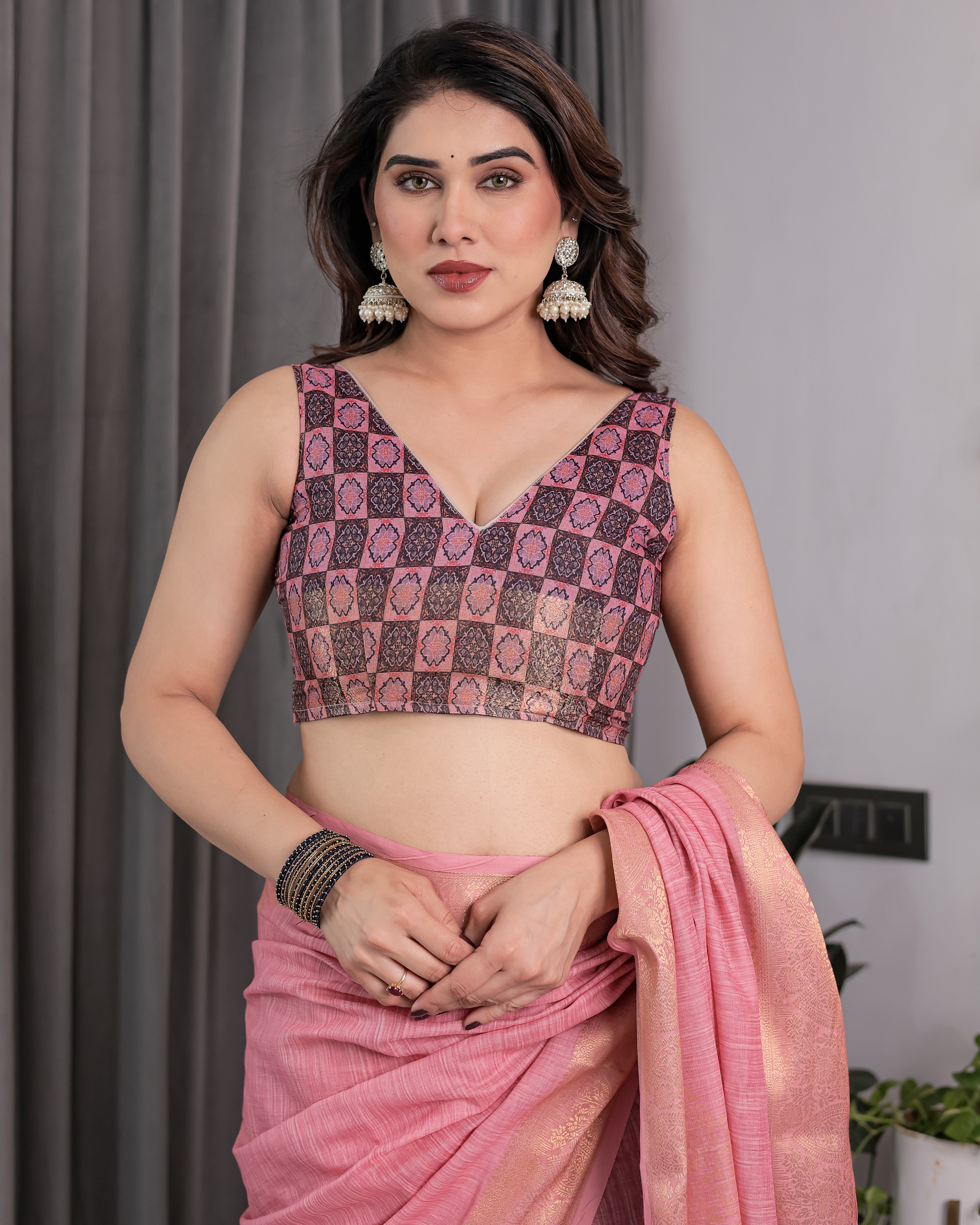 Peach Handloom Cotton Saree with Illustrated Story Panel Prints & Zari Border | Artistic Ethnic Wear | 5.5m Saree + 0.8m Blouse Piece