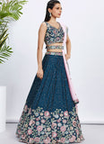 Floral Bridal Sangeet Lehenga with Organza Dupatta