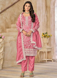 Pink Organza Crush Plus Size Salwar Kameez Festive Wear Outfit