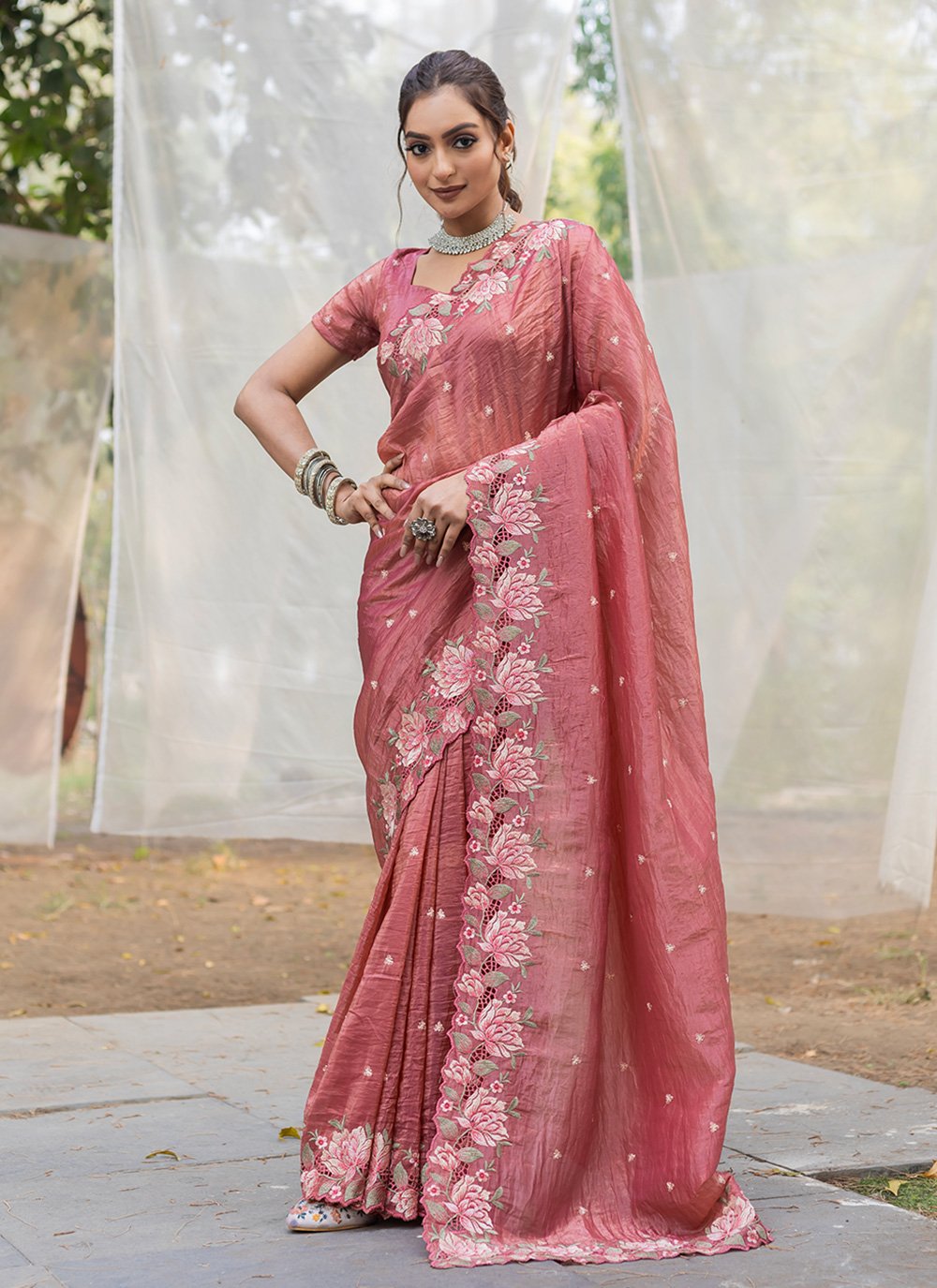 pink wedding saree